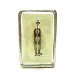Glass postage stamp pin with owl