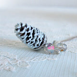 Pale Blue Winter Pine Cone Necklace with Swarovski crystals