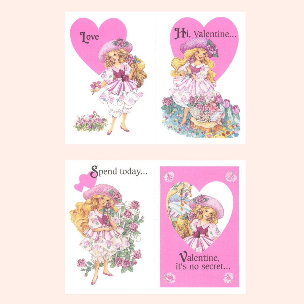 Peppermint Rose Valentines 1993 Vintage Pink Valentine's Day Cards