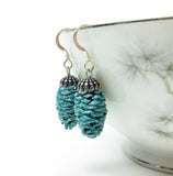 Winter Blue Pine Cone Dangle Earrings