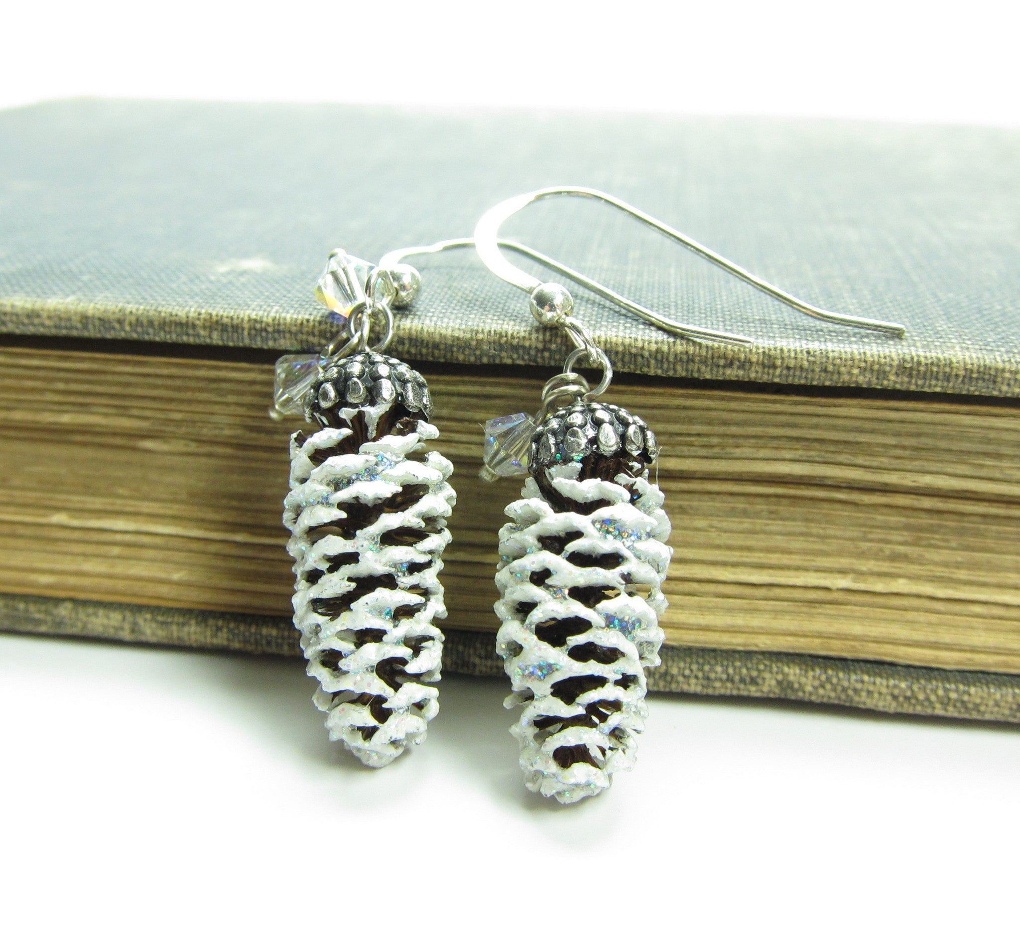 Pine Cone Earrings on Sterling Silver Wires