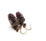 Burgundy earrings with garnets