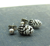 White Snowy Pine Cone Post Earrings