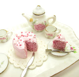 Dollhouse Miniature Food Pink Cake with Slice