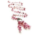 Pink watermelon tourmaline mineral chip necklace