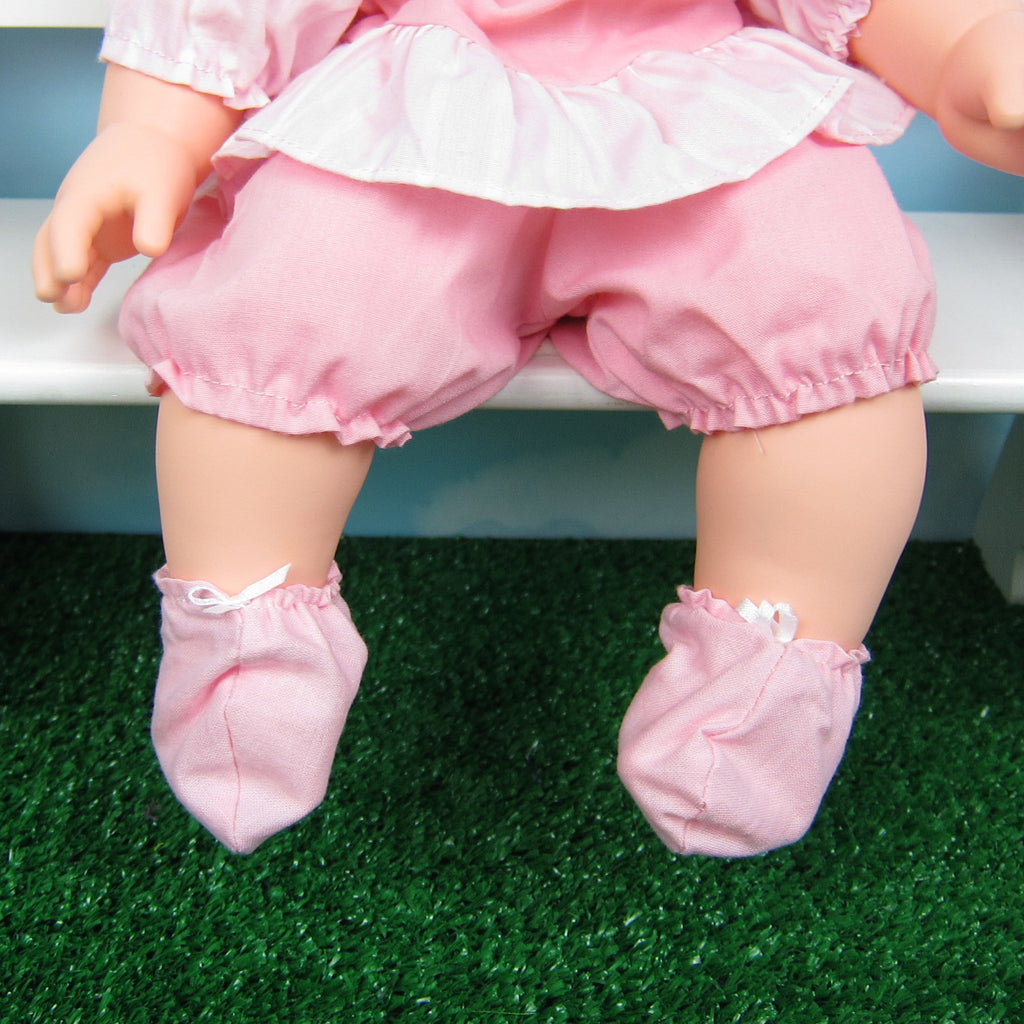Baby Doll Booties - Pink with White Bow