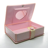 My Melody pink puffy vinyl jewelry and makeup box with snap, heart mirror