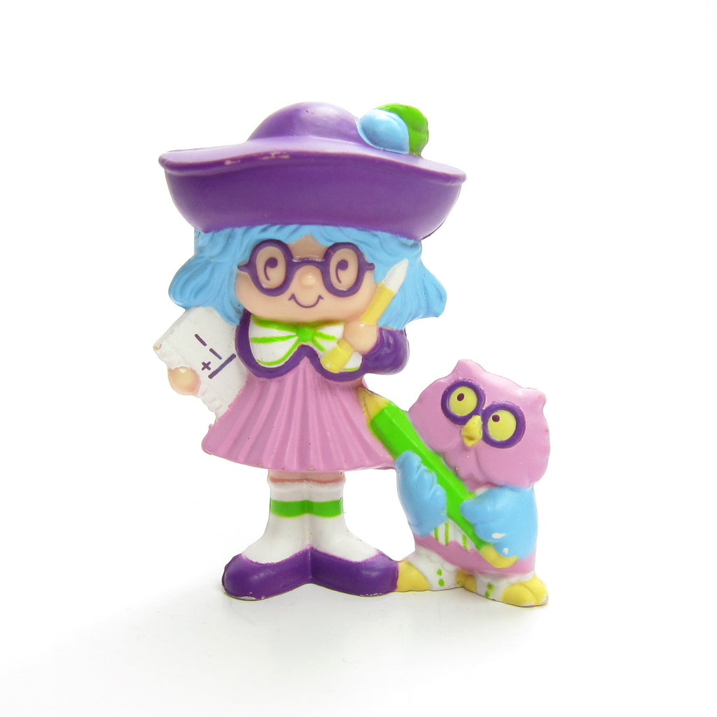 Plum Puddin at School with Elderberry Owl Miniature Figurine - RARE