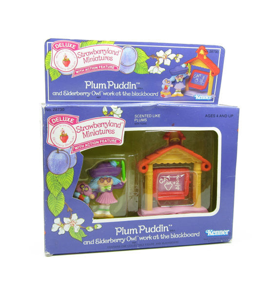 Plum Puddin and Elderberry Owl Work at the Blackboard MIB Miniature Set - RARE