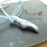 Blue pointe shoes ballet slipper necklace