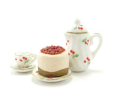 Miniature Cherry Cheesecake with Cherries Tea Set