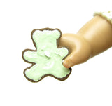 Teddy bear cookie with green frosting