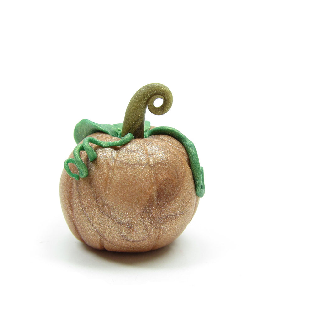 Polymer Clay Pumpkin Metallic Copper Sculpture Fall Autumn Decoration