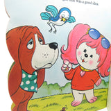 Poochie and SloMo vintage Golden Fuzzy Shape book