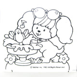 Poochie with a bird in a birdbath Shrinky Dink