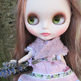 Purple shawl for Blythe folk dress outfit