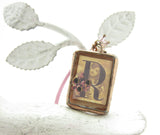 Copper R Initial Soldered Glass Pendant Necklace