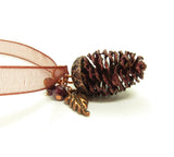 Copper Leaf and Pine Cone Necklace with Garnets