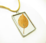 Pressed Fall Leaf in Soldered Glass Pendant
