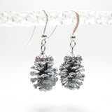 Miniature pine cone earrings on sterling silver wires