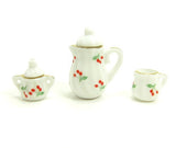 Miniature Dollhouse Tea Pot, Creamer, Sugar Bowl