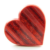 Red heart pin with glitter stripes
