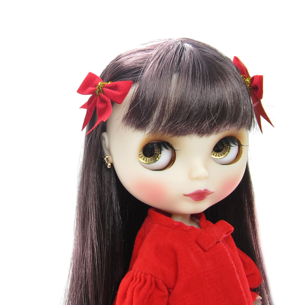 Red Bow Hair Clips Barrettes for Blythe & Pullip Dolls