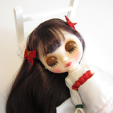 Red velvet bow hair clips for Blythe & Pullip dolls