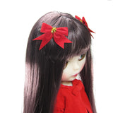 Red bow hair clips with gold tinsel