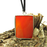 Red Stained Glass Necklace with Flame Pattern
