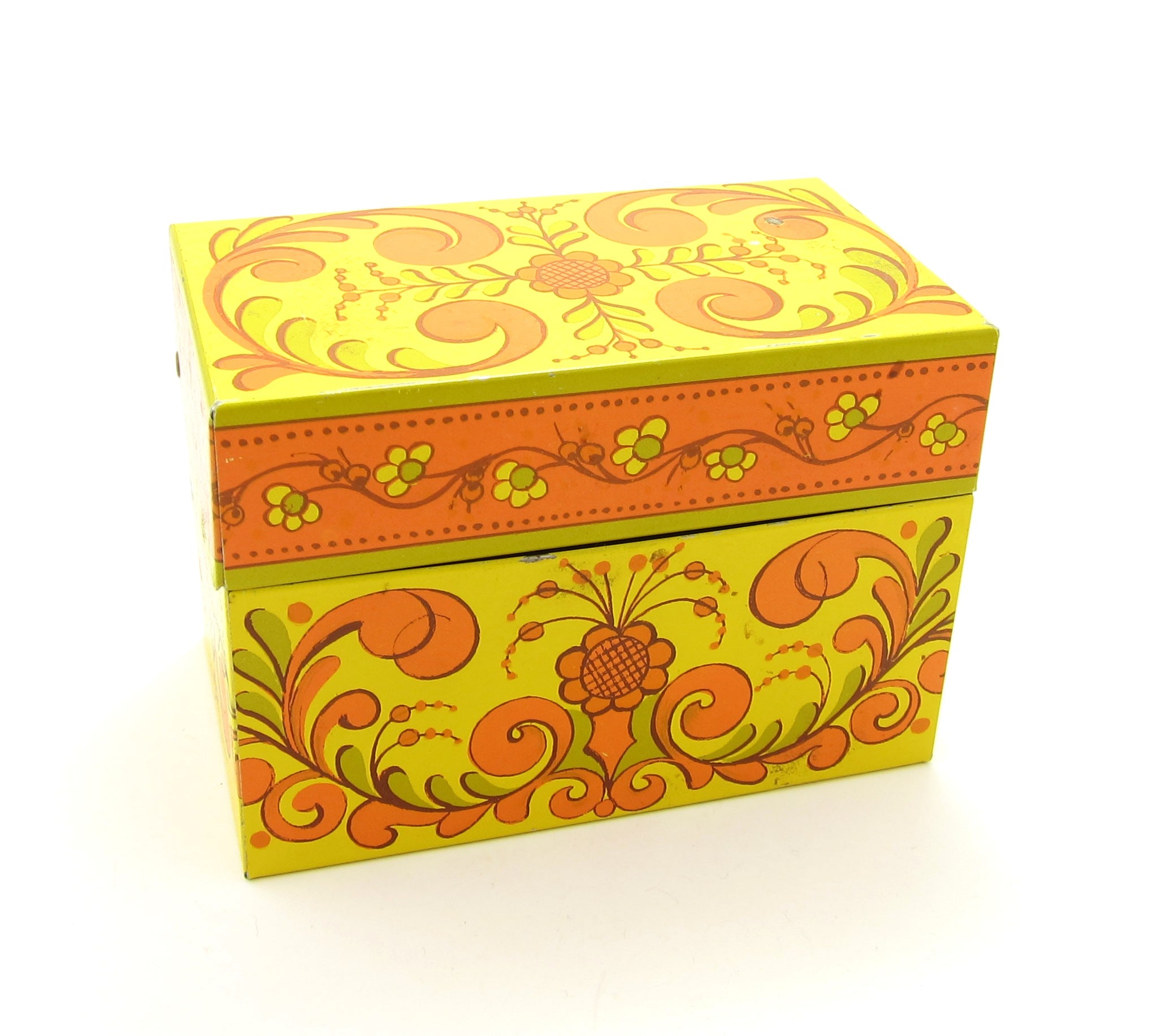 Vintage retro Avon metal recipe box