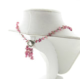 Reversible pink watermelon tourmaline lariat necklace