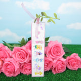 Rose Petal Place bookmark with glitter and ribbon