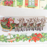 Santa and his reindeer on vintage Hallmark Advent calendar