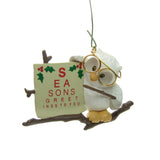 Seasons Greetings to you owl with eye chart Christmas ornament