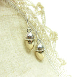 Sterling Silver acorn charm earrings with rhinestones