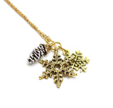 Pine Cone and Snowflake Pendant Necklace