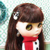 Blythe doll barrettes with glitter snowman