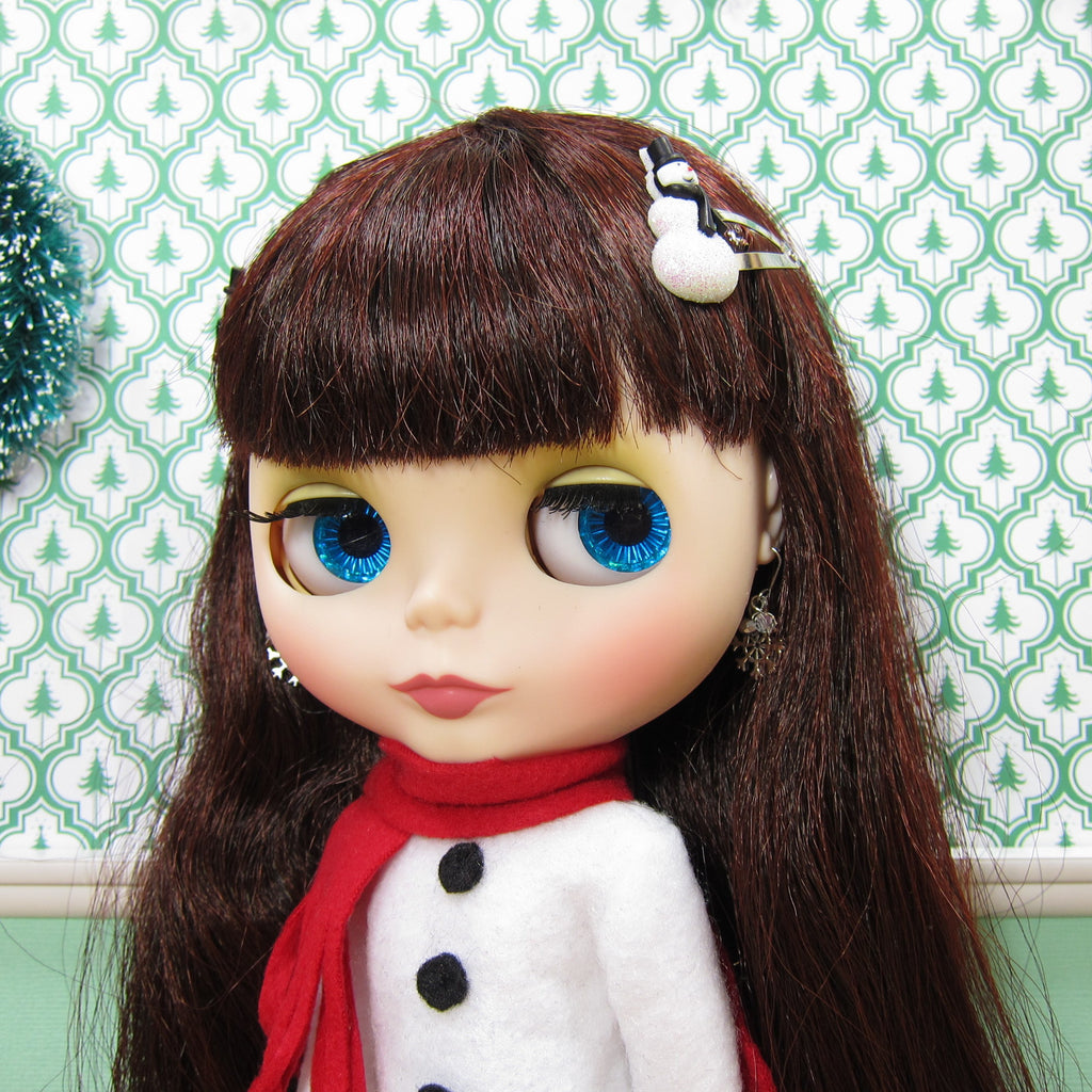 Snowman Barrettes Hair Clips for Blythe & Pullip Dolls