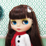 Snowman barrettes for Blythe & Pullip dolls