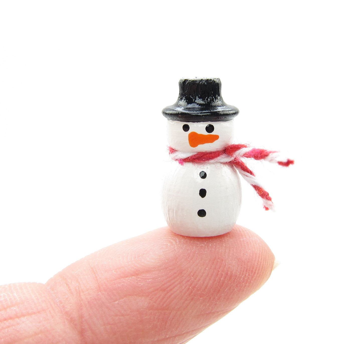 Miniature wooden hand painted snowman figurine