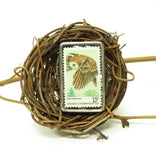 Saw-Whet Owl Postage Stamp Brooch