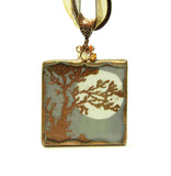 Soldered Glass Pendant with Full Moon and Tree