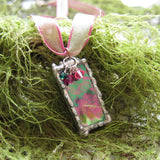 Stained glass soldered pendant necklace with swarovski crystals