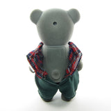 Vintage Sylvanian Families flocked gray grey bear