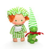 Green striped nightgown, nightcap, and stocking hat