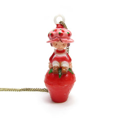 Strawberry Shortcake necklace with large plastic pendant