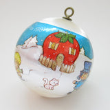 Christmas ornament Strawberry Shortcake blue silk ball