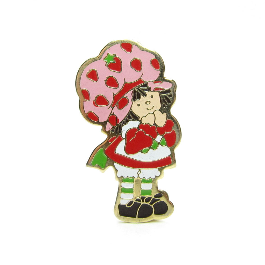 Strawberry Shortcake Pin Vintage Gold Brooch 1980