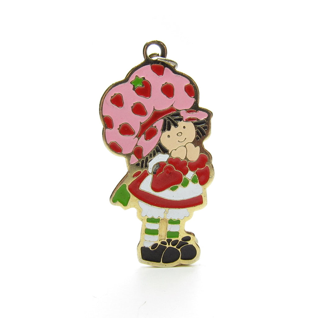 Strawberry Shortcake Gold Enamel Pendant Charm for Necklace or Bracelet